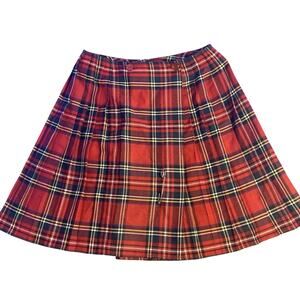 VINTAGE Ice Fire Kilt, Canadian Made, Women’s Size 5, Red Green Plaid, Kilt Pin